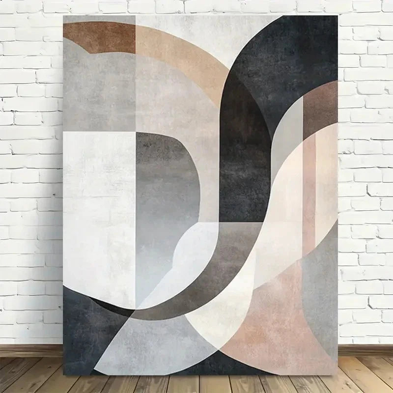 Beautiful Modern Abstract Geometric Black Painting  40x60cm Metal Print Ready to Hang - Bella Home Decor