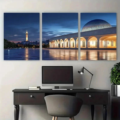 3pcs Algerian Decor Travel Dark Perfect Wall Art Set Canvas Framed 50x70cm - High Quality Print 100% Australian Made Wall Canvas Ready to Hang - Bella Home Decor