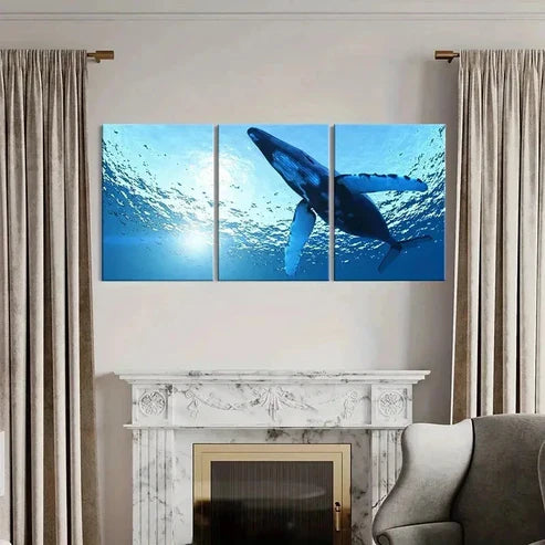 3pcs Sea Life Mammals Whales Modern Wall Art Canvas Unframed - High Quality Print 100% Australian Made Wall Canvas