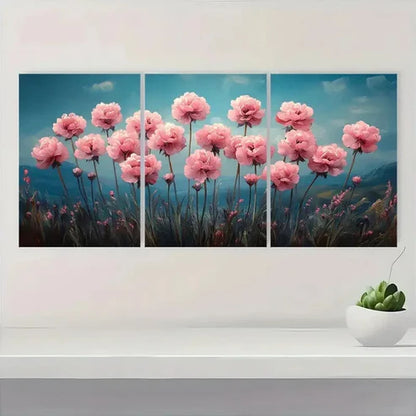 3pcs Sea Thrift Flower Armenia Marittima Wall Art Set Canvas Unframed - High Quality Print 100% Australian Made Wall Canvas