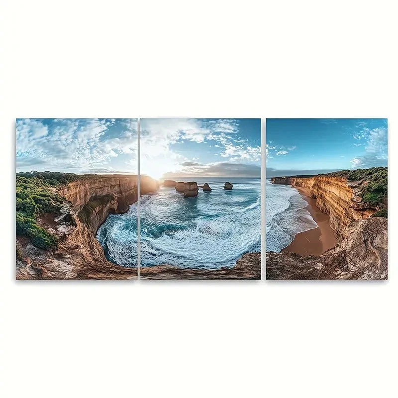 3pcs Ocean Road Australia Blue Twelve Apostles   Wall Art Set Canvas Framed 40x60cm - High Quality Print 100% Australian Made Wall Canvas Ready to Hang