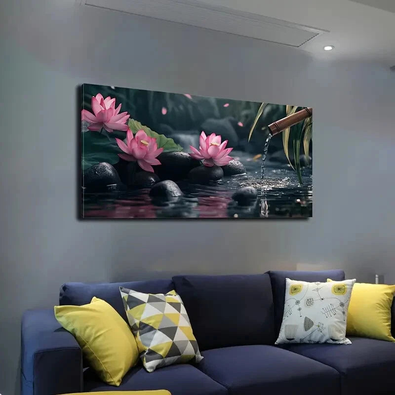 Bamboo Slowly Flowing Stcream Wall Art Canvas Office Home Room Framed 120x60cm - Bella Home Decor