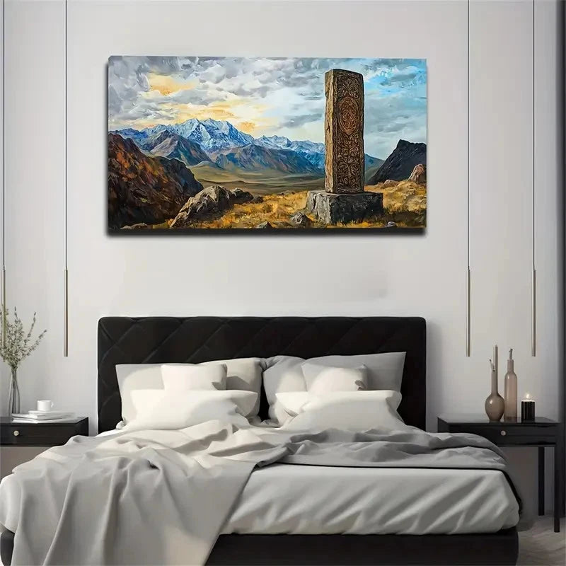 Totem Stone Columns Suitable Wall Art Canvas Office Home Room Framed 120x60cm