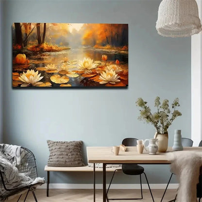 Warm For Lotus Pond Lotus Wall Art Canvas Office Home Room Framed 120x60cm