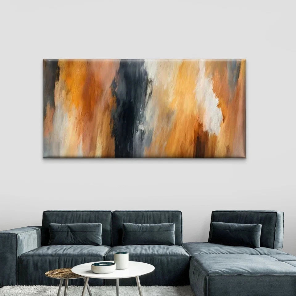 Abstract Textured Stroke Wall Art Canvas Office Home Room Framed 120x60cm