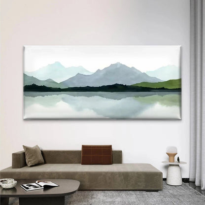 Mountain Lake Reflection Wall Art Canvas Office Home Room Framed 120x60cm