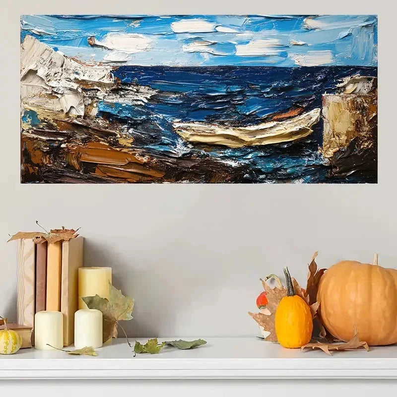 Decoration Realistic Seaside Wall Art Canvas Office Home Room Framed 120x60cm