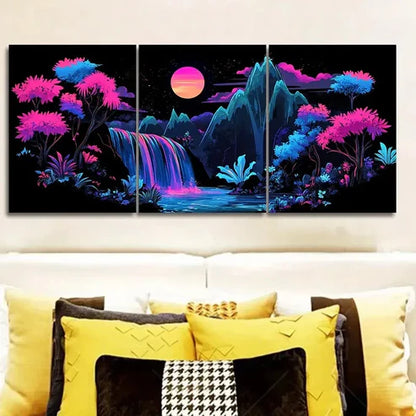 3pcs Mysterious Mountain Design Vibrant Perfect Wall Art Canvas Unframed - High Quality Print 100% Australian Made Wall Canvas