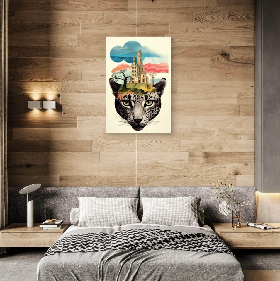 Abstract Leopard Pop Art Mixed Fantasy 40x60cm Metal Print Ready to Hang