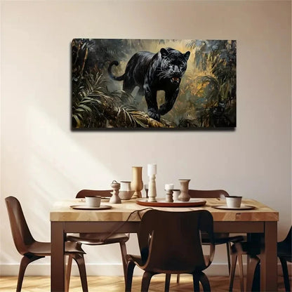 Fierce Feline Animal Decoration Wall Art Canvas Office Home Room Framed 120x60cm