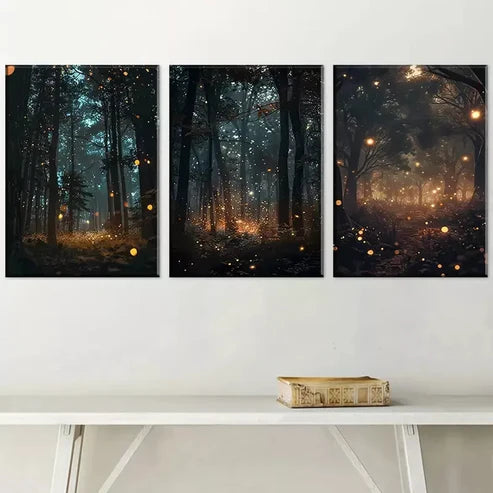 3pcs Decorative Enchanting Forest Art Set Canvas Unframed - High Quality Print 100% Australian Made Wall Canvas - Bella Home Decor