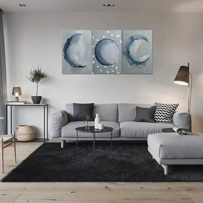3pcs Abstract Moon Phase Watercolor Metal Print Ready to Hang Art - Bella Home Decor