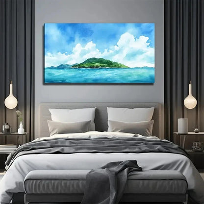 Sea Island Suitable Nature Wall Art Canvas Office Home Room Framed 120x60cm
