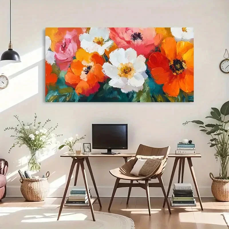Colorful Blossoms Soft Abstract Wall Art Canvas Office Home Room Framed 120x60cm - Bella Home Decor
