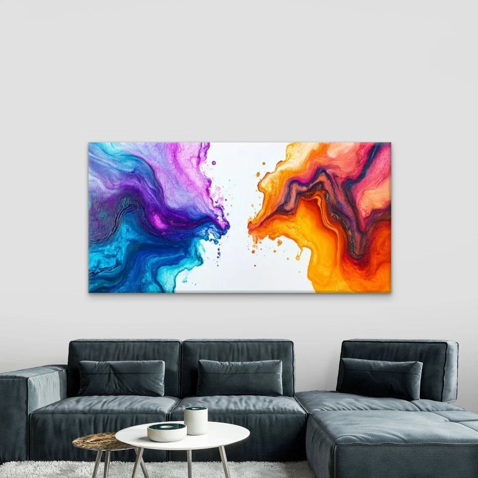 Abstract Colors Fluid Design Wall Art Canvas Office Home Room Framed 120x60cm