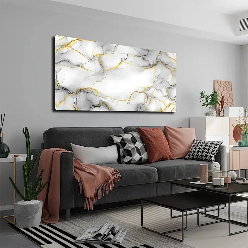 Black And Golden Line Textures Wall Art Canvas Office Home Room Framed 120x60cm