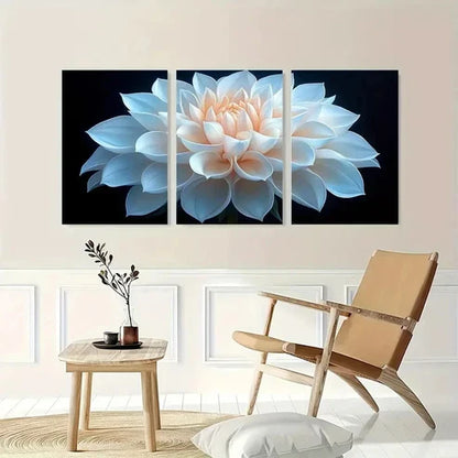 3pcs White Dahlia Nature-Inspired Wall Art Canvas Unframed - High Quality Print 100% Australian Made Wall Canvas