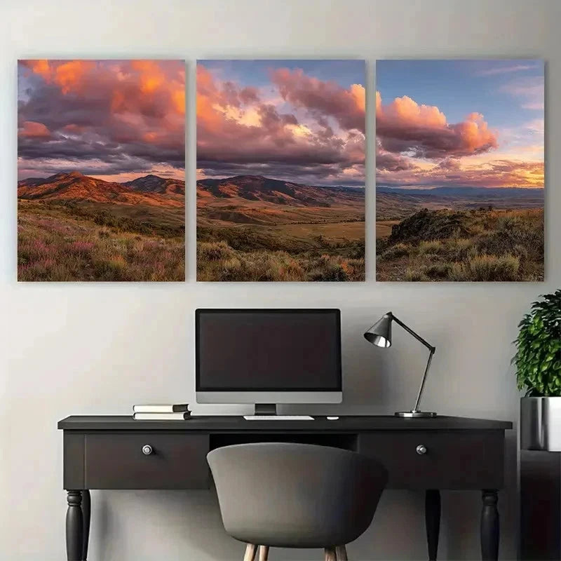 3pcs Original Landscape Wildflower Perfect Wall Art Set Canvas Framed 50x70cm - High Quality Print 100% Australian Made Wall Canvas Ready to Hang