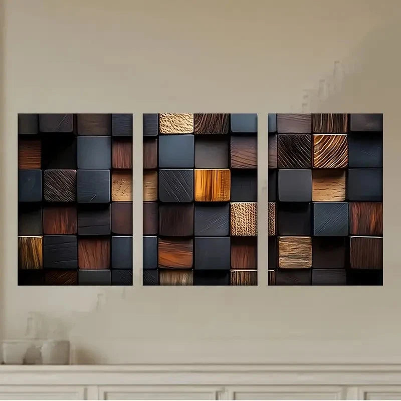 3pcs Wood wallpapers Wall Art Set Canvas Framed 50x70cm - High Quality Print 100% Australian Made Wall Canvas Ready to Hang - Bella Home Decor