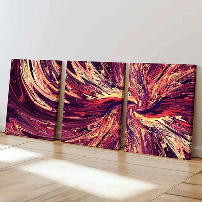 3pcs Abstract Aesthetic Swirl Psychedelic Wall Art Set Canvas Framed 60x90cm - High Quality Print 100% Australian Made Wall Canvas Ready to Hang - Bella Home Decor