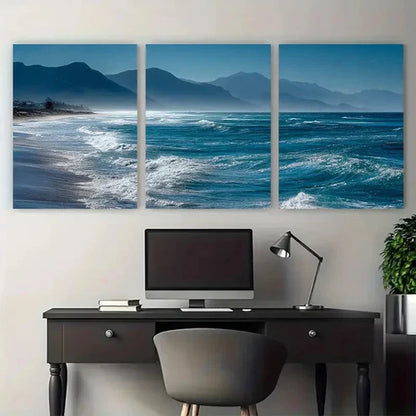 3pcs Abstract sea  Wall Art Canvas Unframed - High Quality Print 100% Australian Made Wall Canvas - Bella Home Decor