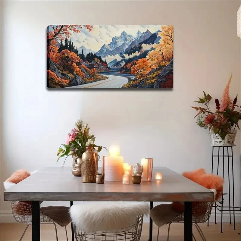 The Scenery Of A Mountain Road Wall Art Canvas Office Home Room Framed 120x60cm