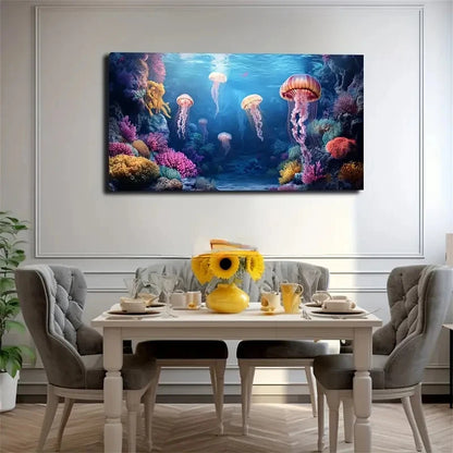 Coral Reef With Jellyfish Wall Art Canvas Office Home Room Framed 120x60cm