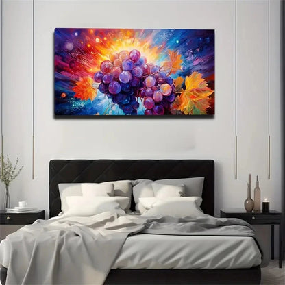 Vibrant Purple Grapes Wall Art Canvas Office Home Room Framed 120x60cm
