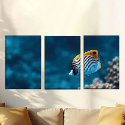 3pcs Cute Tropical Fish 50x70cm - High Quality Print 100% Australian Made Wall Canvas Ready to Hang - Bella Home Decor