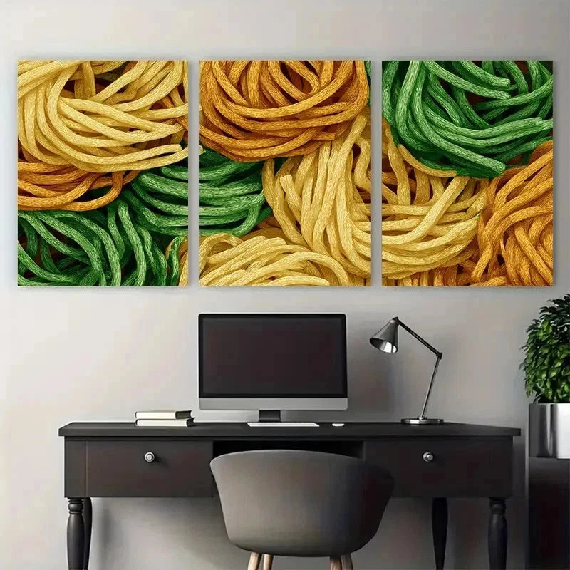 3pcs More Pasta Green Kitchen Perfect Wall Art Set Canvas Framed 50x70cm - High Quality Print 100% Australian Made Wall Canvas Ready to Hang