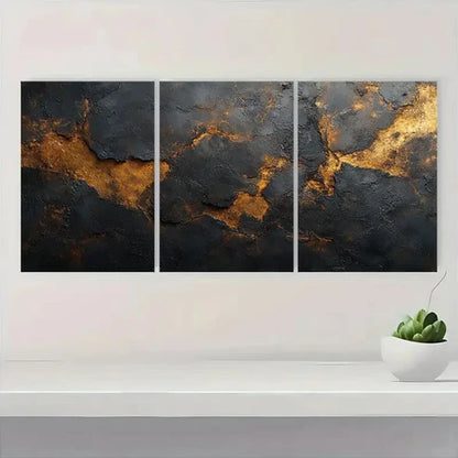 3pcs Brown & Black Abstract Textured ER Wall Art Set Canvas Unframed - High Quality Print 100% Australian Made Wall Canvas - Bella Home Decor