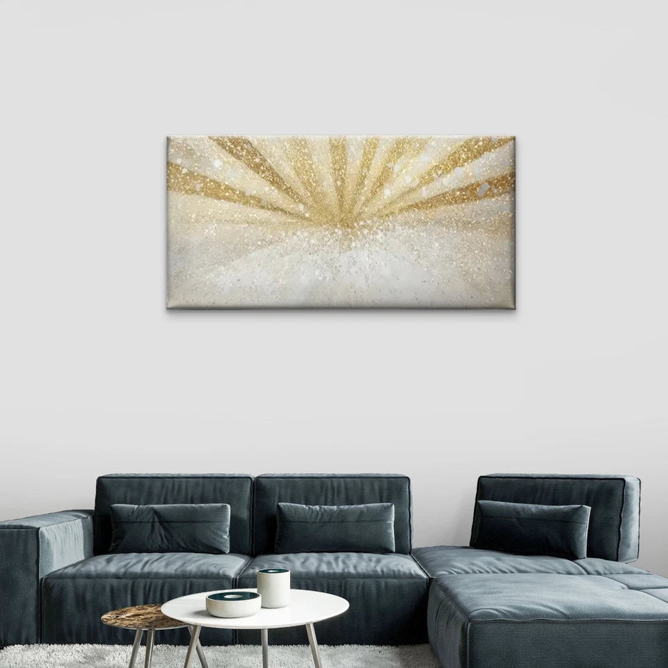 Golden Flash Abstract Wall Art Canvas Office Home Room Framed 120x60cm