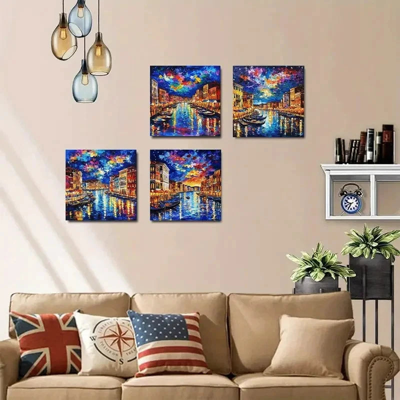 4pcsVenice Grand CanaWall Art Canvas Framed