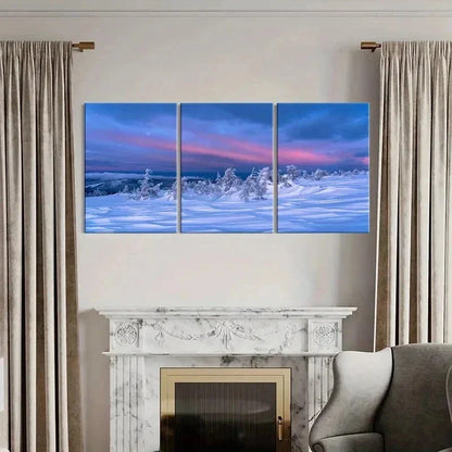 3pcs Snowscape Sunset & Trees Modern Wall Art Canvas Unframed – High Quality Print 100% Australian Made Wall Canvas