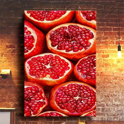 Vibrant Pomegranate with Realistic 3D Effect  60x90cm Metal Print Ready to Hang