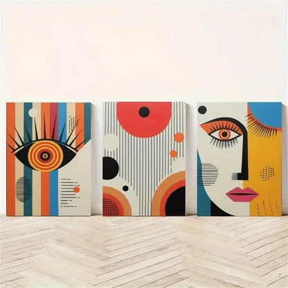 3pcs Geometric Shapes Abstract Style  Wall Art Set Canvas Framed 50x70cm - High Quality Print 100% Australian Made Wall Canvas Ready to Hang - Bella Home Decor