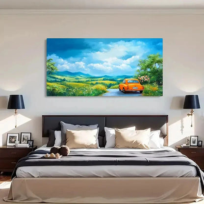 Geometric Pattern Scenery Car Wall Art Canvas Office Home Room Framed 120x60cm