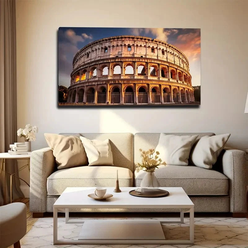 Colosseum In Rome Wall Art Canvas Office Home Room Framed 120x60cm