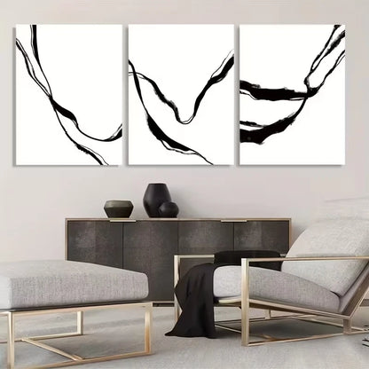 3pcs Modern Black and White Abstract     Wall Art Set Canvas Framed 40x60cm - High Quality Print 100% Australian Made Wall Canvas Ready to Hang