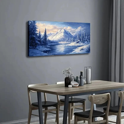 Snowy Mountain Landscape Wall Art Canvas Office Home Room Framed 120x60cm