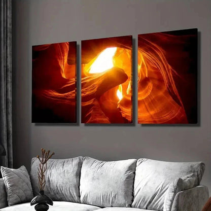 3pcs Antelope Canyon Cave Orange Vibrant Perfect Wall Art Set Canvas Framed 40x60cm - High Quality Print 100% Australian Made Wall Canvas Ready to Hang - Bella Home Decor