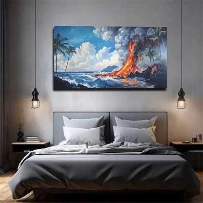 Spectacular Volcanic Eruption Wall Art Canvas Office Home Room Framed 120x60cm