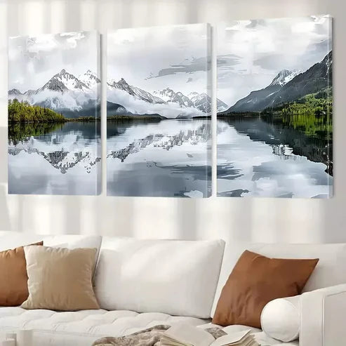 3pcs Abstract Decorative Landscape Serene Snowy  Art Set Canvas Unframed - High Quality Print 100% Australian Made Wall Canvas - Bella Home Decor