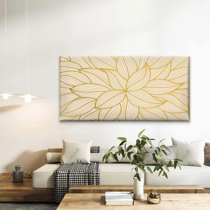 Abstract Golden Lines Design Wall Art Canvas Office Home Room Framed 120x60cm - Bella Home Decor