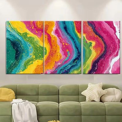3pcs Abstract Continuous Painting Panels Metal Print Ready to Hang Art - Bella Home Decor