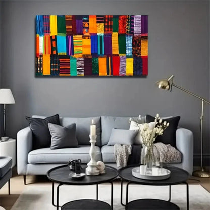 Vibrant Blue Orange Red Yellow Wall Art Canvas Office Home Room Framed 120x60cm