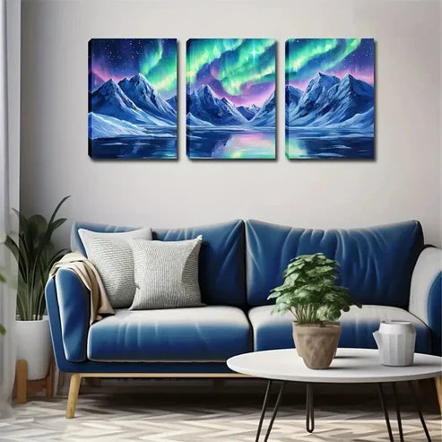 3pcs Mountain Covered with Snow Specific Style Wall Art Canvas Unframed - High Quality Print 100% Australian Made Wall Canvas