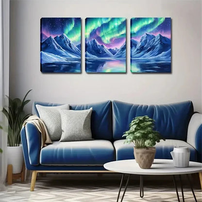 3pcs Mountain Covered with Snow Specific Style Wall Art Canvas Unframed - High Quality Print 100% Australian Made Wall Canvas