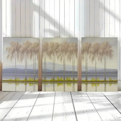 3pcs Tall Trees & Calm Lake Scenery Wall Art Canvas Unframed - High Quality Print 100% Australian Made Wall Canvas