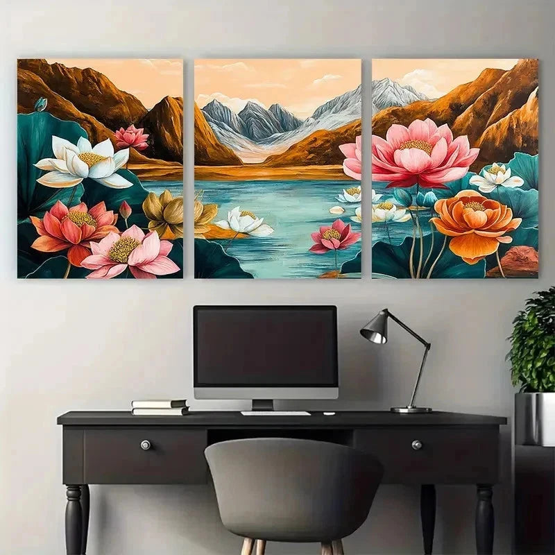 3pcs Pakistan Travel Decor Nature Perfect Wall Art Set Canvas Framed 50x70cm - High Quality Print 100% Australian Made Wall Canvas Ready to Hang